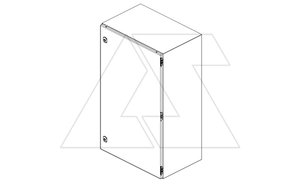 Щит DM моноблочный 1000x600x400мм (ВхШхГ) навесной с монт. панелью, 1 глухая дверь, 2 замка, 3 петли, RAL7035, IP66