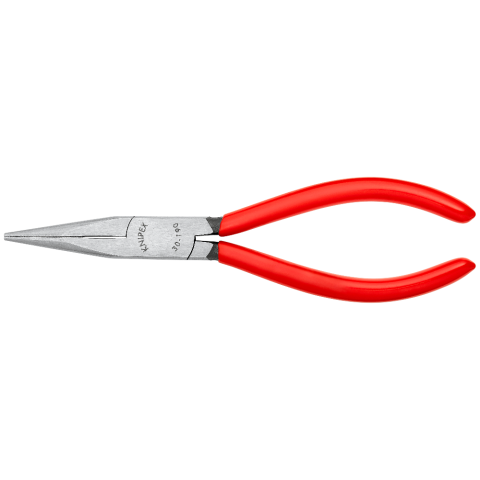 Длинногубцы, плоскокруглые рифлённые губки 50 мм, L-190 мм, чёрные, обливные рукоятки (KNIPEX)