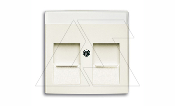 Basic 55 - Лицевая панель для двойной информационной розетки с полем для надписи (шале-белый)