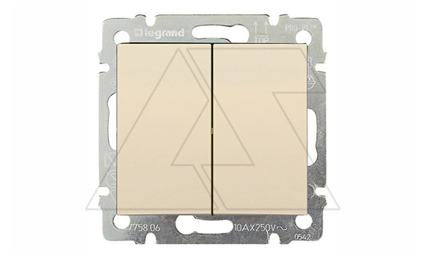 Valena - Выключатель двухклавишный, сл.кость (инд. упаковка)