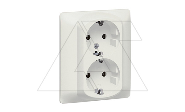 Galea Life - Розетка 2х2P+E нем.стд. со шторками в сборе, Pearl