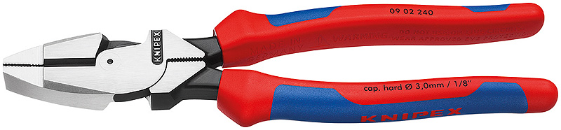 Плоскогубцы электромонтёра Lineman's Pliers, L-240 мм, чёрные, 2-комп. рукоятки (KNIPEX)