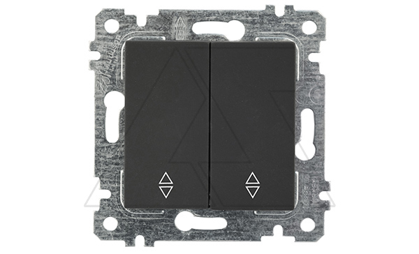 Rita - Переключатель на два направления двухклавишный, пруж. зажимы, черный мат