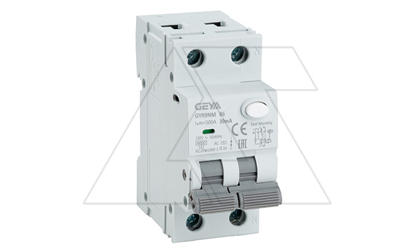 Дифф. авт. выключатель GYR9NM-B6-30mA, 1P+N, 6A, хар-ка B, 6 kA, 30mA, тип AC, 2M