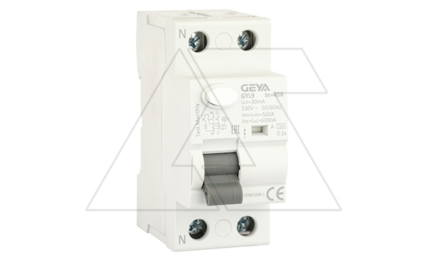 УЗО GYL9-2P-40A-30mA, 2P, 40A, 6 kA, 30mA, тип A, 2M