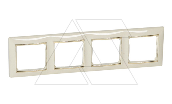 Valena - Рамка 4 поста верт/гориз, слоновая кость/золото