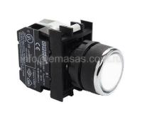 B-D -W-(BA-B1-B5)-IP50 Кнопка круглая нажимная белая пластиковая LED 12-30V AC/DC (1НО)