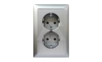 Basic 55 - Розетка двойная, 2К+З, нем. стандарт (без защитных шторок) монолит (алюминий)