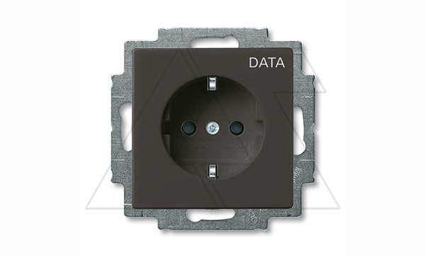 Basic 55 - Розетка 2P+E нем. стд.с маркировкой DATA (шато-черный)