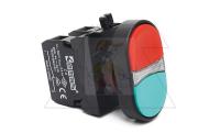 Кнопка двойная CP, красный/зеленый, марк. 0 и I, 1NO+1NC, 4A 230V AC15, с линзой, 22mm, IP65