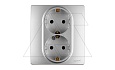 Etika - Розетка 2x2P+E нем. стд. авт.зажим со шторками (алюминий) от интернет-магазина amperkin.by