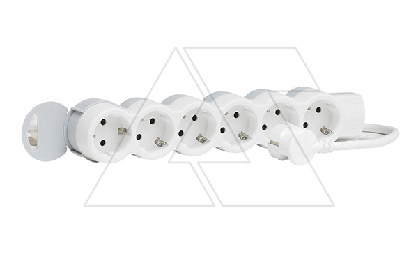 Удлинитель Стандарт 6X2P+E нем.стд. со шторками, 3m., бело-серый (стикерованный)