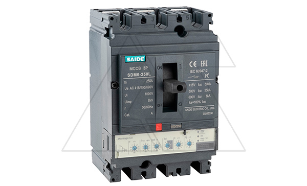 Авт. выключатель SDM6-250L 3P, In=250A, ML5.0, Ir=0.4_1In, Ii=2_15Ir, Isd=1.5_12Ir, Icu/Ics=50kA/400V