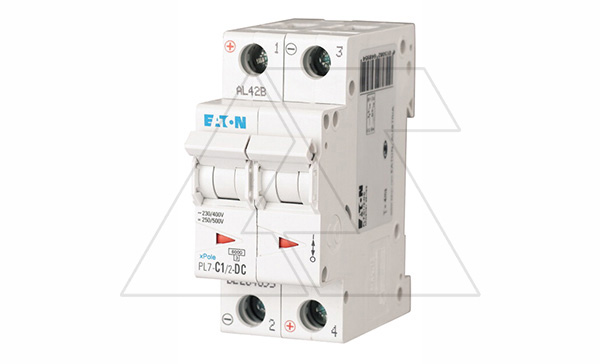 Авт. выключатель PL7-C1/2-DC, 2P, 1A, хар-ка C, 10kA, 250VDC, 2M