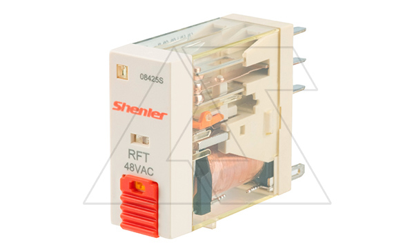 Реле RFT2CO548LT, 2CO, 8A(250VAC/30VDC), 48VAC, мех. индикация, тест-кнопка с блокировкой, LED