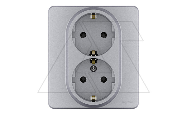 Inspiria - Розетка 2x2P+E нем. стд. (алюминий)
