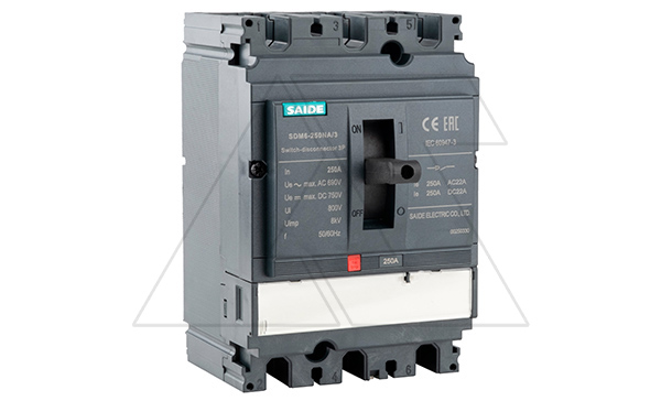 Выключатель-разъединитель SDM6-250NA 3P, In=250A, без расцепителя, t=60K