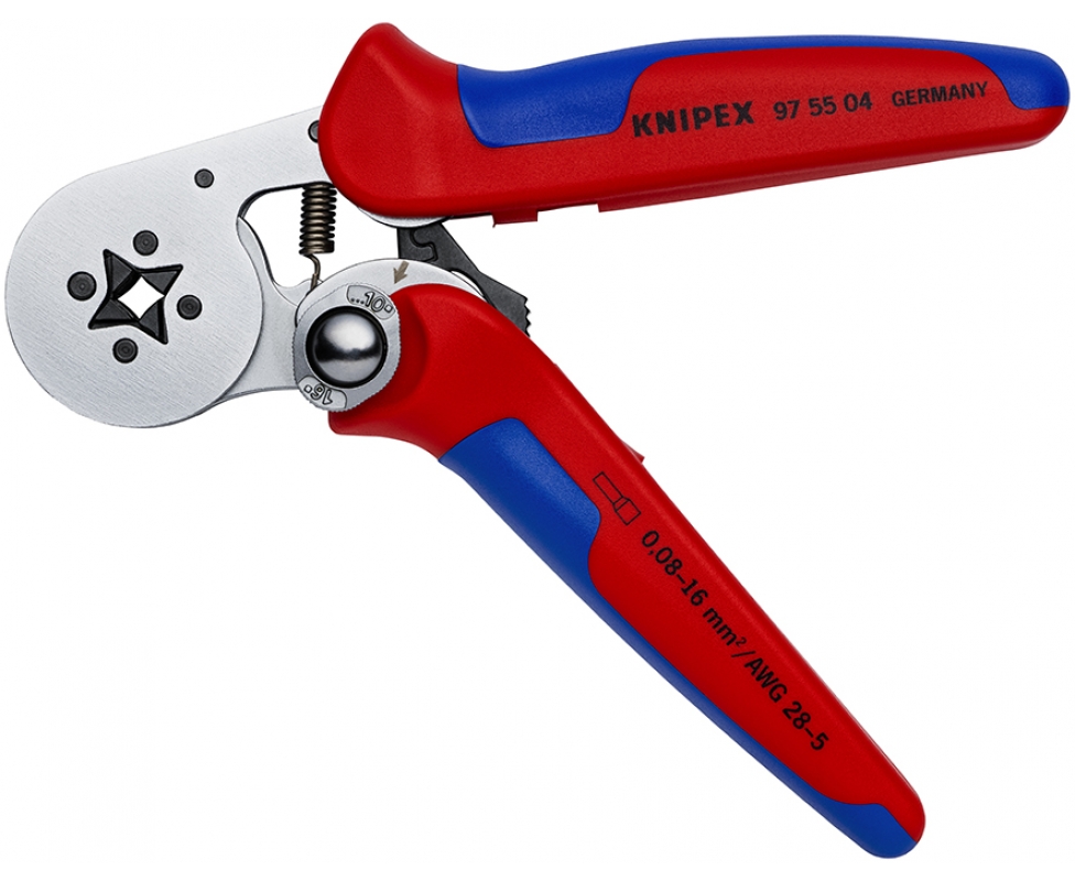 Пресс-клещи для контактных гильз, самонастраивающиеся, с боковой установкой, L-180 мм, хром., 2-комп