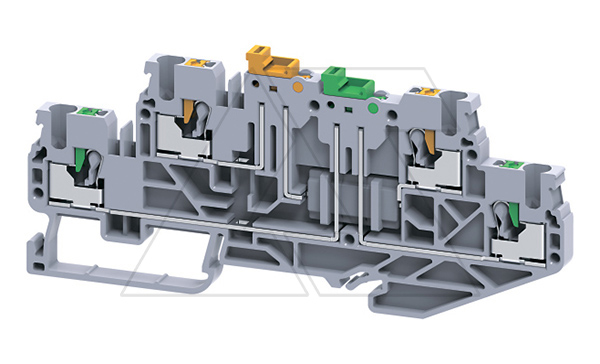 Клемма двухъярусная с ножевыми размыкателями CPDLK2.5 /5x107,25mm, push-in, 4 присоед., 2,5(max 4)mm2, 16A, 500V, серая