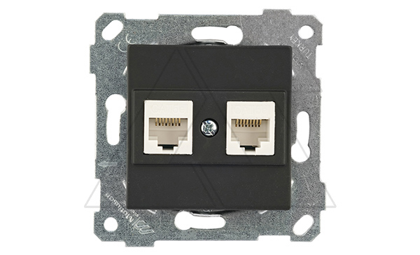 Rita - Розетка 2хRJ-45 кат. 5e UTP, черный мат