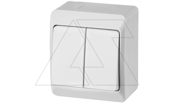 HERMES - Выключатель двухклавишный, 10A/250V, IP44, белый