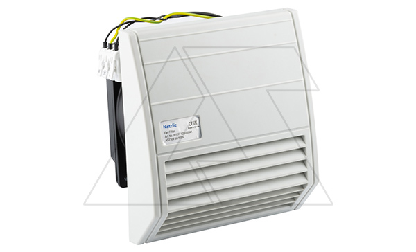 Вентилятор с фильтром EFF c решеткой снизу 23Вт, 60м3/ч, 230VAC, габариты 170x157x103мм, вырез 125x125мм, IP55, RAL7035