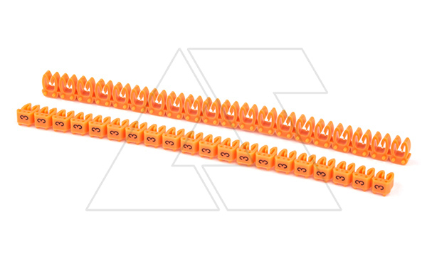 Маркировка кабельная KE1 d=0,75...1,5mm - «3» (оранжевый) упак.500 шт