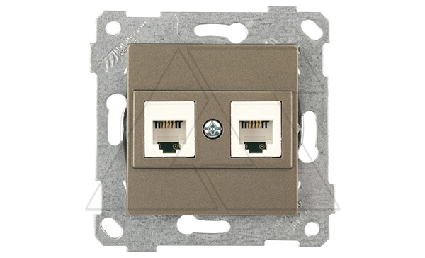 Rita - Розетка 2хRJ-45 кат. 5e UTP, антрацит