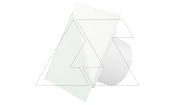 Вентилятор с декор. панелью dRim HS, Ø100мм, датчик влажности, таймер откл., вал на подш., ~230В, 8Вт, 93м³/ч, стекло, белый глянец