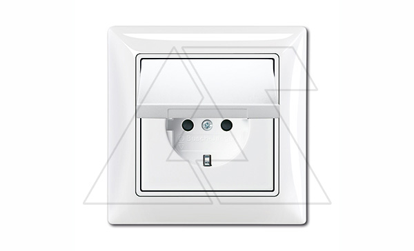 Basic 55 - Розетка 2P+E нем. стд. с крышкой и рамкой, IP 44 (белый)