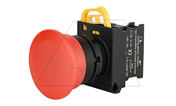 Кнопка грибовидная 40mm PB3E, красная, с фиксацией, без подсветки, 1NO, 6A 230VAC/24VDC, 22mm, IP65
