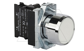 Кнопка плоская PB1S, белая, без фиксации, без подсветки, 1NO, 6A 230VAC/24VDC, 22mm, IP65