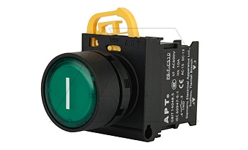Кнопка плоская PB3E, зеленая "I", без фиксации, с подсветкой без LED, 1NO, 6A 230VAC/24VDC, 22mm, IP65