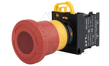 Кнопка аварийной остановки PB3E 40mm, разблок. поворотом, 1NC, 6A 230VAC/24VDC, с подсветкой без LED, 22mm, IP65