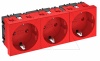 Розетка STD-D0 SRO3, 3x2P+E нем.ст., 16А, 250V ~, 0°, пруж. зажимы, защ. шторки, красный, поликарбонат