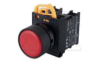 Кнопка плоская PB3E, красная, без фиксации, без подсветки, 1NC, 6A 230VAC/24VDC, 22mm, IP65