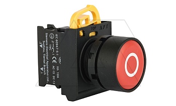 Кнопка плоская PB3E, красная "O", без фиксации, без подсветки, 1NC, 6A 230VAC/24VDC, 22mm, IP65