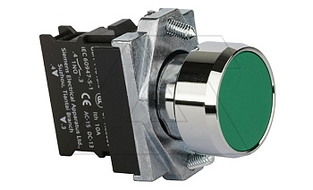Кнопка плоская PB1S, зеленая, с фиксацией, без подсветки, 1NO, 6A 230VAC/24VDC, 22mm, IP65