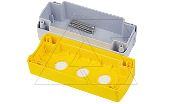 Корпус для поста кнопочного, пластик, желтый/черный, 71x170x65,5mm, 3 места, IP65