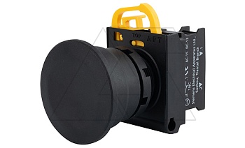 Кнопка грибовидная 40mm PB3E, черная, с фиксацией, без подсветки, 1NC, 6A 230VAC/24VDC, 22mm, IP65