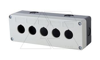 Корпус для поста кнопочного, пластик, серый/черный, 5 мест, 204.5×72.5×58.5mm, IP65