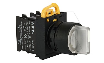 Переключатель PB3E, белый, I->0<-II, возврат, 2NO, 6A 230VAC/24VDC, с подсветкой без LED, 22mm, IP65