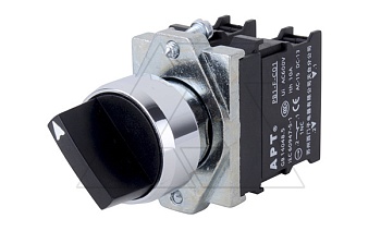 Переключатель PB1S, черный, 0-I, фиксация, 1NO, 6A 230VAC/24VDC, без подсветки, 22mm, IP65