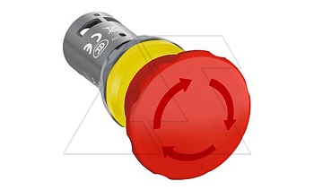 Кнопка CE4T-10R-11 аварийной остановки, красная, разбл. поворотом, 1NO+1NC, 1A, IP66, пластик, 22mm