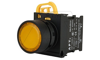 Кнопка плоская PB3E, желтая, без фиксации, с подсветкой без LED, 1NO, 6A 230VAC/24VDC, 22mm, IP65