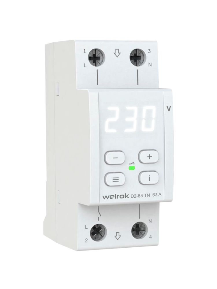 Реле напряжения Welrok D2-63 TN (с транзитом нуля) от интернет-магазина amperkin.by