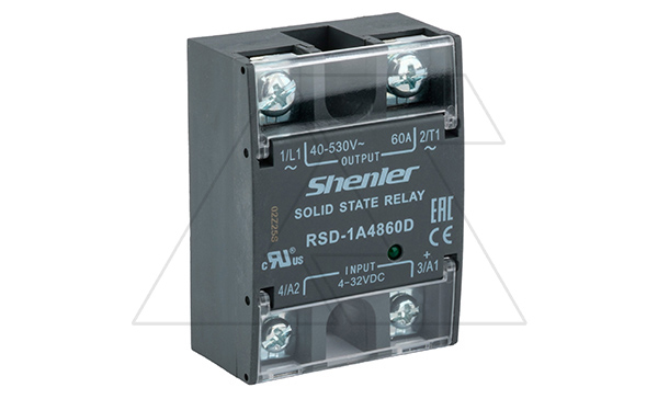 Реле твердотельное RSD-1A4860D, однофазное, 1NO, 60А(40_530VAC), 4_32VDC, W=45mm