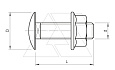 Болт FRSB 6X12 F с полукруглой плоской головкой и комбинированной гайкой, гор. оцинк. от интернет-магазина amperkin.by