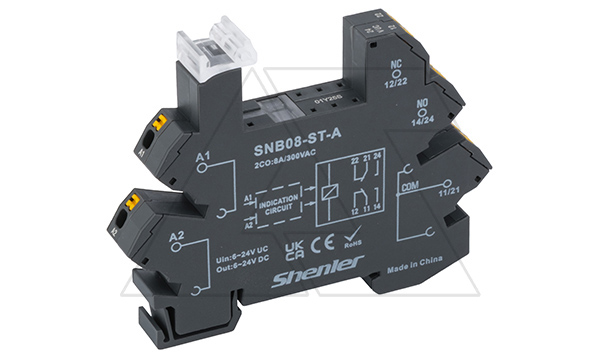 Цоколь SNB08-ST-A, push-in, 2CO, 8A(250VAC/30VDC), 24VAC/DC, LED, W=12.95mm